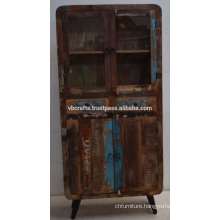 Recycled Old Wood Art Deco Cabinet Glass Panel